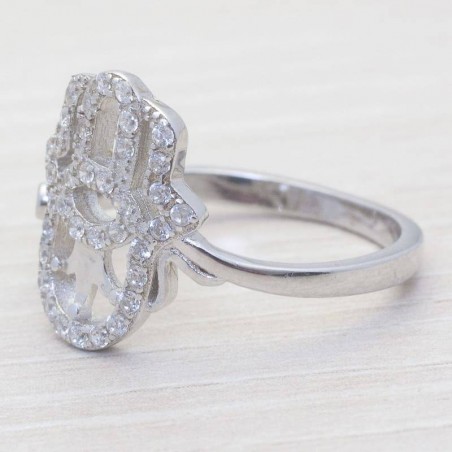 Anillo con circonita mano calada Plata de Ley 925