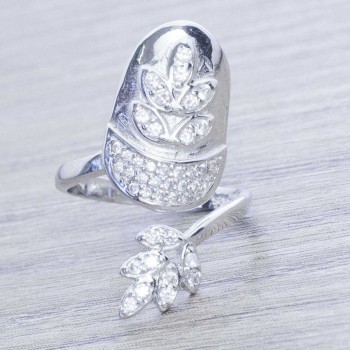 Anillo para uña con circonia Plata de Ley 925