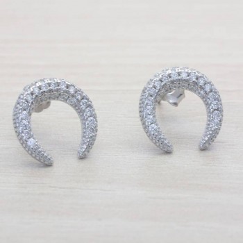 Pendientes luna invertida grande Plata de Ley 925