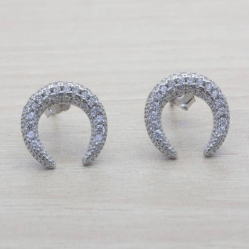 Pendientes luna invertida grande Plata de Ley 925 2