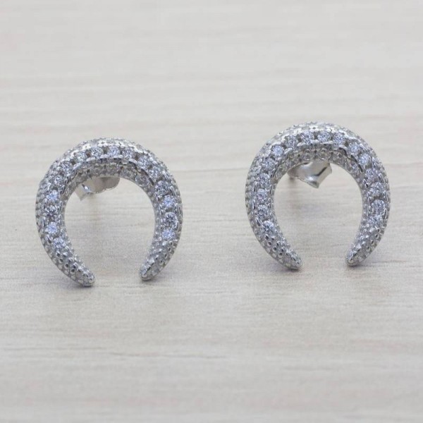 Pendientes luna invertida grande Plata de Ley 925