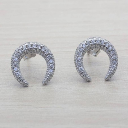 Pendientes luna invertida grande Plata de Ley 925