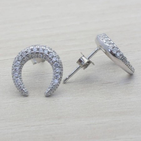 Pendientes luna invertida grande Plata de Ley 925